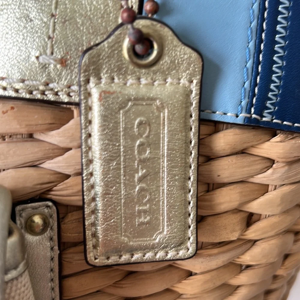 Coach basket weave colorful beach bag - Picture 3 of 6